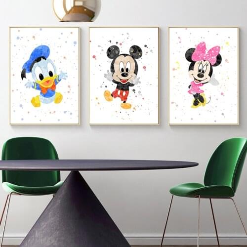 Disney 5D Diamond Painting Watercolor Mickey Mouse Minnie Mouse Mosaic Childrens Baby Bedroom Decoration Wall Art Picture