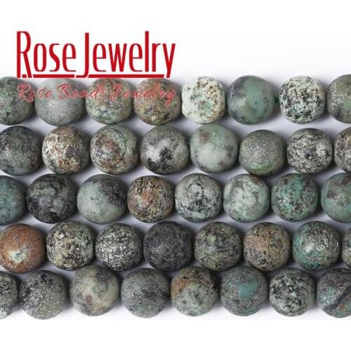 Natural Dull Polished African Turquoises Jaspers Beads Round Charms Beads For Jewelry Making DIY Bracelets 4 6 8 10mm 15" Strand