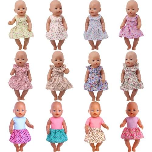 Doll Clothes 15 Colorful Dress With Bow Tie Fit 18 Inch American&43 Cm Baby New Born Doll Zaps Generation Christmas Girl`s Toy