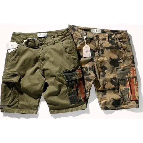 Summer New American Retro Tooling Shorts Mens Fashion Pure Cotton Washed Old Loose Multi Pocket Elastic Casual 5-Point Pants