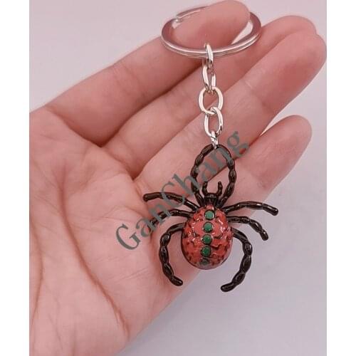 Fashion Enamel Spider Key Ring Spider Halloween Keychain black Silver Color Plated Spider Pendant Keychain Jewelry Gift
