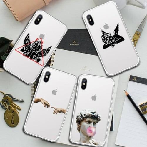 Fashion Abstract Art David lines Adam hard Phone Cases Transparent for iPhone 6 7 8 11 12 s mini pro X XS XR MAX Plus