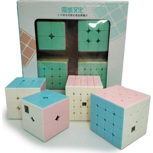 MoYu 4pcs Magic Cube Set Macaron Gifts Box 2x2 3x3 4x4 5x5 Meilong Speed Puzzle Educational Toys