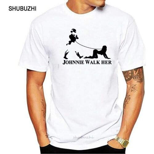 Johnnie Walk-Her (Walker) Mens Funny Whisky Parody T-Shirt Bdsm Bondage Gear Top Fashion Tee Shirt