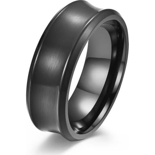 8MM Outer Concave Inner Convex Band Rings Brushed Stainless Steel Ring for Men Woman Wedding Engagement Anniversary Gift