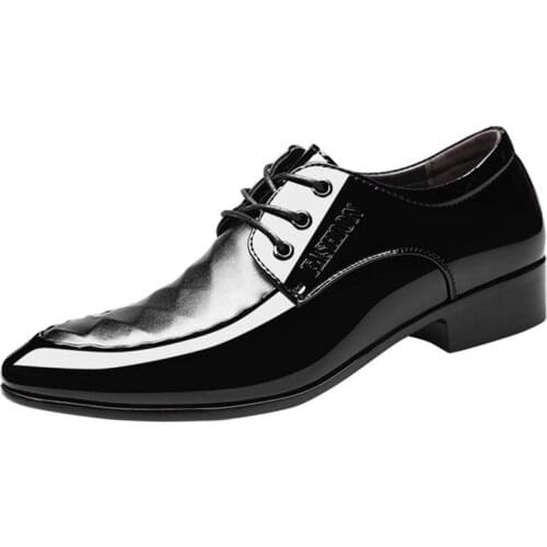 New Men Dress Shoes Shadow Patent Leather Luxury Fashion Groom Wedding Shoes Men Luxury italian style Oxford Shoes Big Size 2020