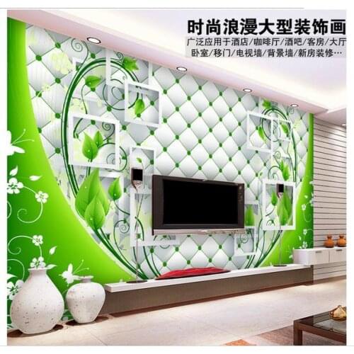 Custom 3d tv wallpapers and backgrounds murals Hd Green landscape TV setting wall decoration paper 3d wallpaper for living room