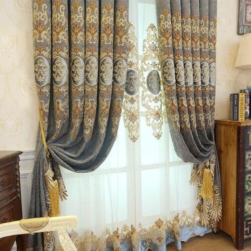 European Style Simple Modern Atmospheric Curtains for Living Room Bedroom Study Floor-to-ceiling Bay Window Curtains Custom