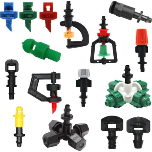 50-500PCS Greenhouse Sprinkler With Barb Connector Misting Nozzle For Garden Watering Micro Irrigation Drip Fittings