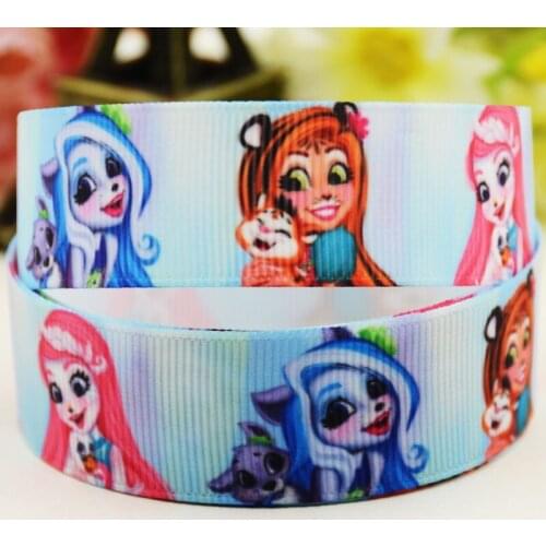 22mm 25mm 38mm 75mm ENCHANTIMALS cartoon printed Grosgrain Ribbon party decoration 10 Yards X-04641