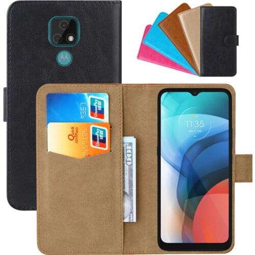 Luxury Wallet Case For Motorola Moto E7 PU Leather Retro Flip Cover Magnetic Fashion Cases Strap