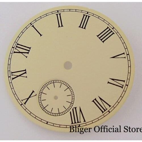 Manual Sterile 38.9mm Roman Numbers Beige Yellow Watch Dial fit ST 3600 ETA 6497 Hand Winding Movement