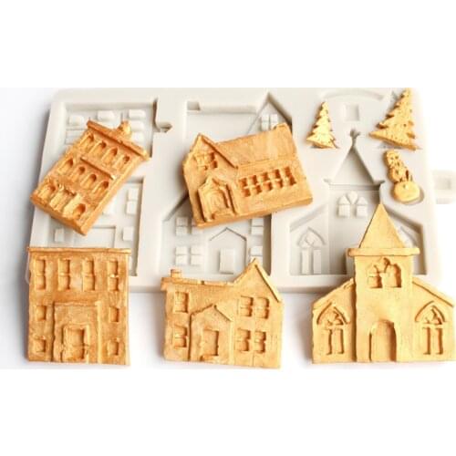 Castle House Silicone Mould DIY Fondant Cake Gummy Dry Pez Mould Baking Equipment