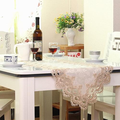Europe embroidered table runner flag table cover cup mat flower water soluble lace 002 TV cabinet cloth wedding home textile