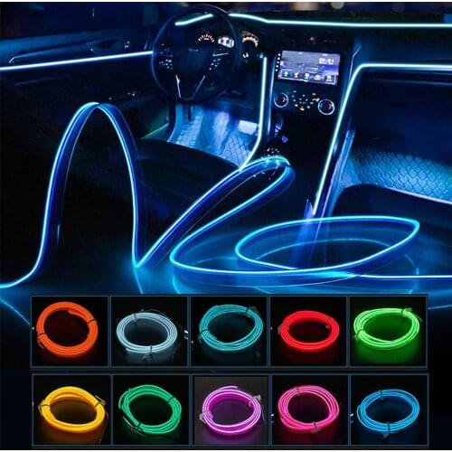 LED Car Atmosphere Lights DIY Ambient Light Cold Light Neon Wire Strip Decorative Hose USB 1M/2M/3M/4M/5M For Dashboard Console