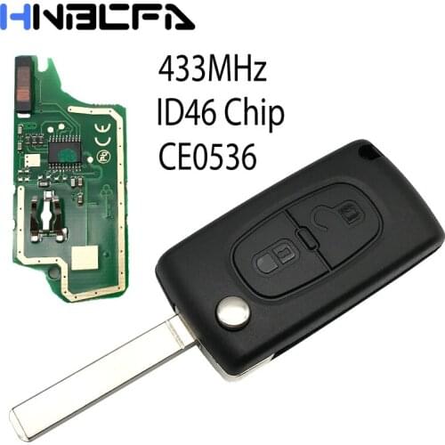 VA2/Hu83 2 Buttons Remote Car Key For Peugeot 307 408 308 207 208 Partner Complete Remote Key Fob with Battery 433mhz