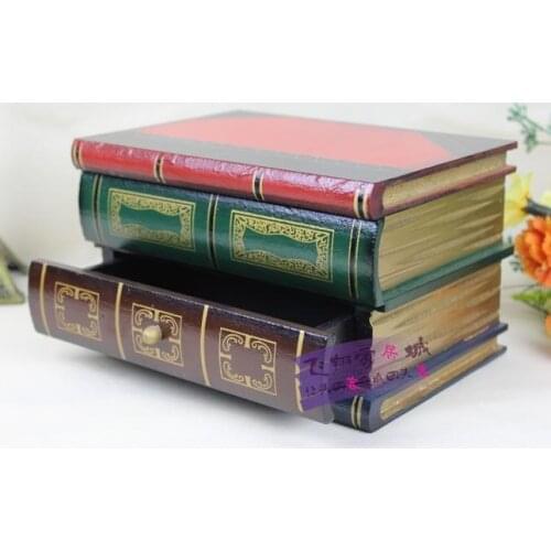 Vintage Solid Wood Book Model Storage Box Decorative Gift Craft Embellishment Accessories for Home, Office and Book Cabinet