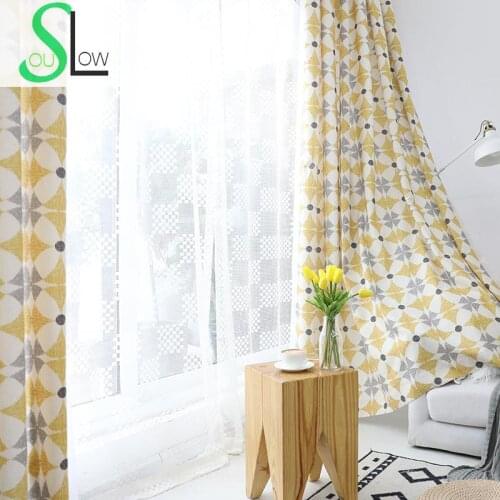Slow Soul Khaki Yellow Modern Boutique Geometric Curtains For Living Room Children Kitchen Ready Made Bedroom Fabric Fabrics