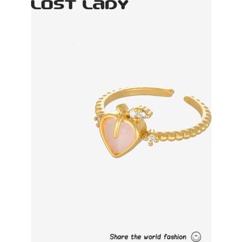 Lost Lady New Cute Pineapple Watermelon Fruit Pattern Ring Open Ring Size Adjustable Gold Alloy Ring Elegant Ladies Party Jewelr