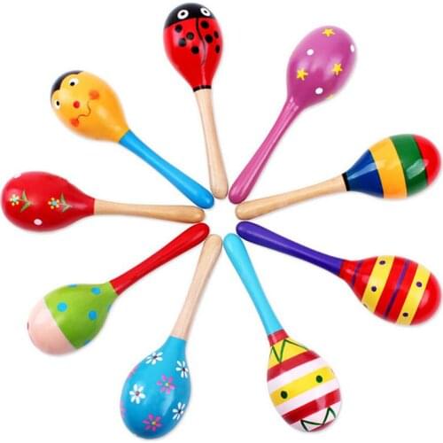 1 Pcs Colorful Wooden Sand Hammer Toy Percussion Instrument Musical Early Educational Rattle Sand Ball For Child Random Color