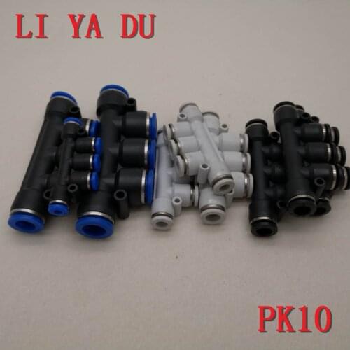 10pcs/lot PK10 Quick Coupling Pneumatic Fast Plastic Quick Connect Five-way Outer Diameter
