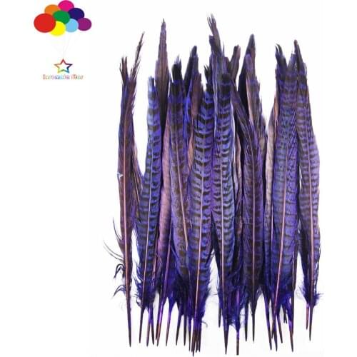 Pheasant tail Feather dyed sapphire 10-14 inch/25-35cm 100pcs carnival Diy mask headress costume cafts Accessories