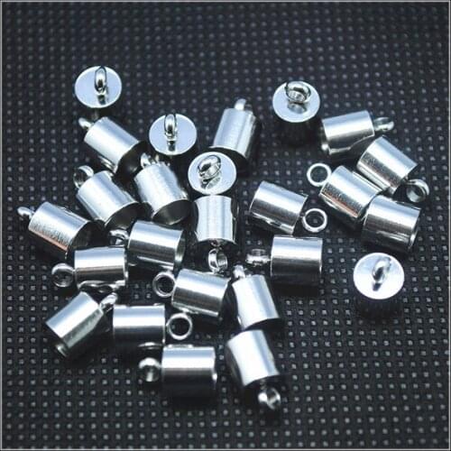 20pcs stainless steel beads caps 5.0mm inner sizes 6mm height silver colors for chains making findings