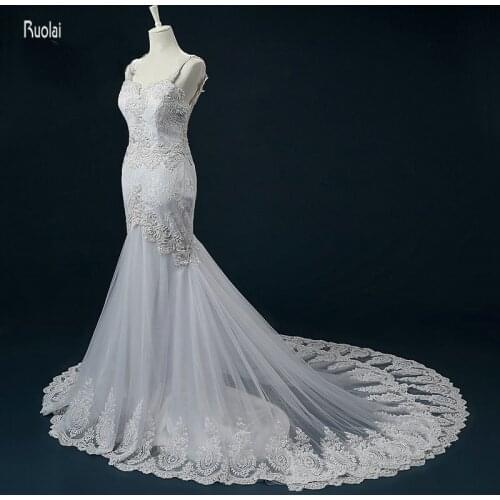 2017 vestido de noiva Stunning Mermaid Wedding Dresses Appliques Pearls Sweetheart Lace Bridal Dresses Open Back Custom Made