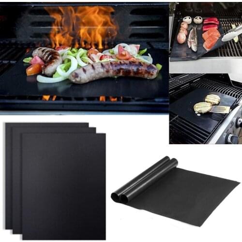 3Pcs Big 40x33cm Reusable Non-stick BBQ Grill Mat Baking Mat Cooking Grilling Sheet Heat Resistance Easily Cleaned Kitchen Tool