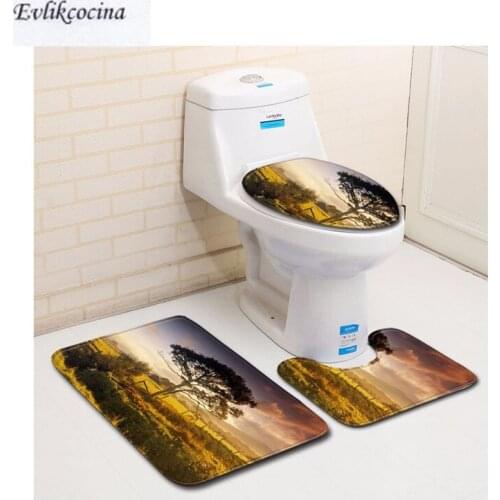 Free Shipping 3Pcs Nightfall Tree Casa De Banho Bathroom Carpet Toilet Bath Mat Set Non Slip Tapis Salle De Bain Alfombra Bano