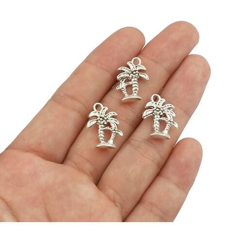30PCS Antique Silver Color Coconut tree Charms Pendant 12*18mm for Jewelry Making Findings Craft DIY Necklace Accessories