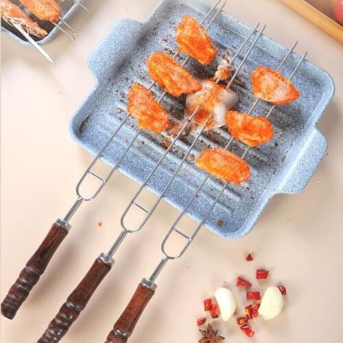 5pcs Roasting Forks With Bag Camping Hot Dog Skewers BBQ Forks Barbecue Tool dls