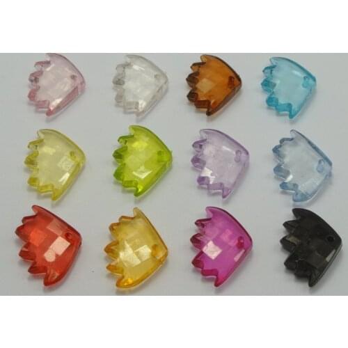50 Mixed Color Transparent Acrylic Faceted Tropical Fish Charm Pendants 23X16mm