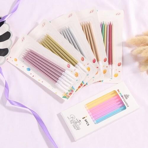 6PCS Long Single Pack Birthday Glitter Paint Gold Silver Slender Pencil Candle Wedding Light Pencil Candle Wedding Light