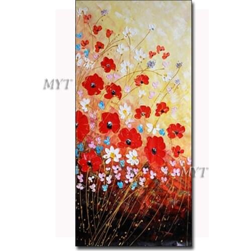 Abstract Red Flowers Picture Handmade Forest Landscape Oil Painting Canvas Wall Decor Artwork Canvas Modern Art For Living Room
