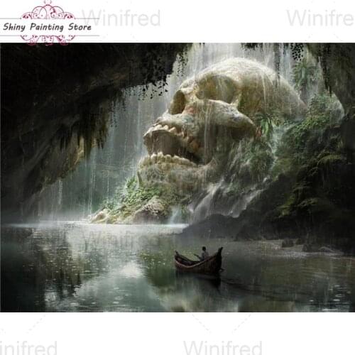 Diamond Painting Skull Fantasy Mountain Cave Scenery Diamond Embroidery Landscape Picture Of Rhinestone Handmade Gift Home Decor