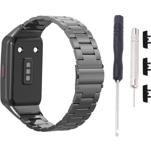 Stainless Steel Bracelet Smart Watch Strap For -Huawei Honor Band 6 Smart Watch Double Snap Buckle Solid Stainless Steel Strap