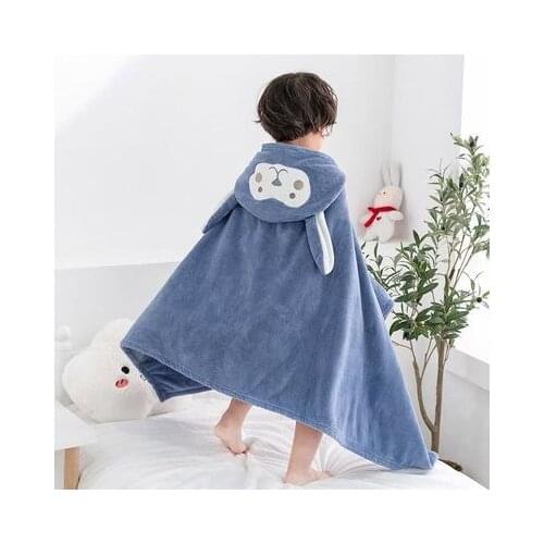 Baby Bathrobe Soft Cute Animal Cartoon Blanket Hooded Bathrobe Toddler Bath Towel Blanket Children Kids Towel for 1-10 Years Old