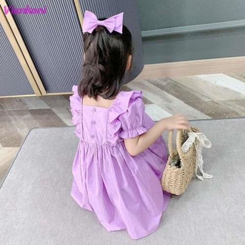 Purple Kawaii Dress Girls Summer 2021New Toddler 2 1 Years Old Cute Kids Children Dresses Fashion Cute Sweet Lovely Baby Clothes