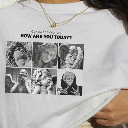 Women Vintage Fashion Sculptures Print T Shirt Summer Cute Funny Meme Tee Shirt Casual Cotton Streetwear Top Aesthetic Clothes