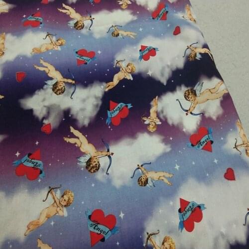 Cotton fabric Red Heart baby Angel in Paradise Star and Cloudy Love Arrow Sewing Cloth Dress Clothing Textile Tissue Patchwork
