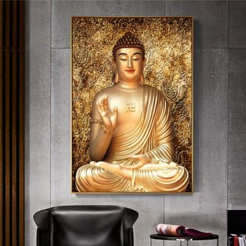 Gold Color Buddha Canvas Paintings Giclee Posters and Prints Cuadros Wall Art Pictures for Living Room Home Decoration Unframed