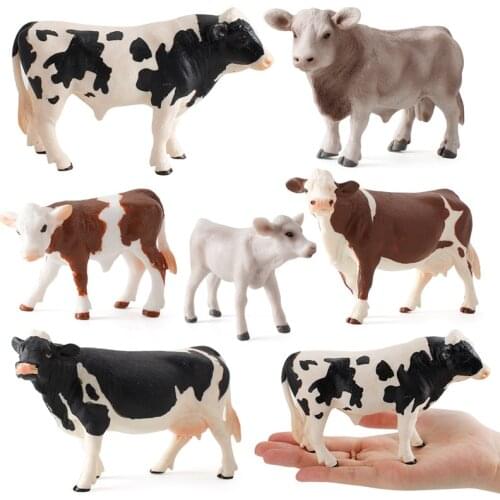 Simulation Farm Holstein Cow Bull Animal Model Doll Farm Feeding Poultry Cow Movable Doll PVC Statue Decoration Childrens Toy