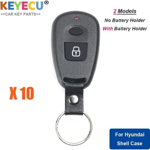 KEYECU 10PCS Remote Control Car Key Shell Case for Hyundai Elantra Santa Fe Terracan Eagle Matrix, Fob 1 Button - Battery Holder