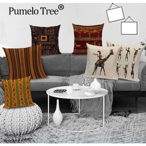Classical Retro Cushion Cover African Women Decorative Pillow Cases Ethnic Linen Pillows Case Sofa Home Decor Cushions Covers