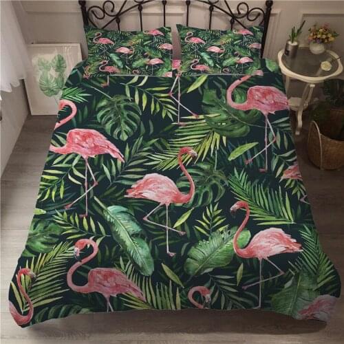 A Bedding Set 3D Printed Duvet Cover Bed Set Flamingo Home Textiles for Adults Bedclothes with Pillowcase #HLN07