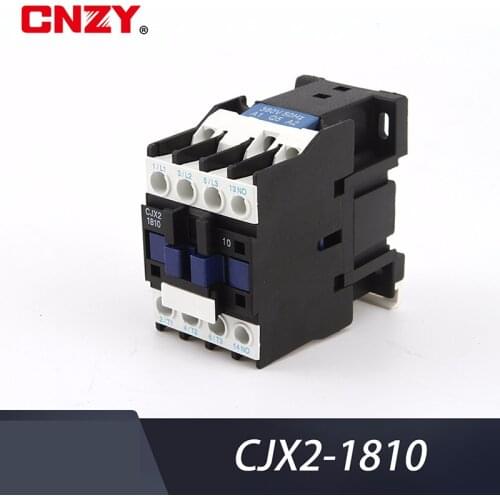 CJX2-1810 LC1 AC Contactor 18A 3 Phase 3-Pole NO Coil Voltage 380V 220V 110V 36V 24V 50/60Hz Din Rail Mounted 3P+1NO Normal Open