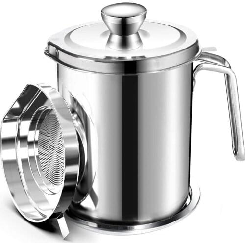 Kitchen Stainless Steel Filter Oil Can Container Kettle Storage Tank with Filter Cooking Oil Can Kitchen Household Tools 1.7L