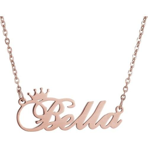 Crown Name Necklaces Stainless Steel Nameplate Pendant Necklace For Women And Men Bella Betty Blessed Birthday Gift