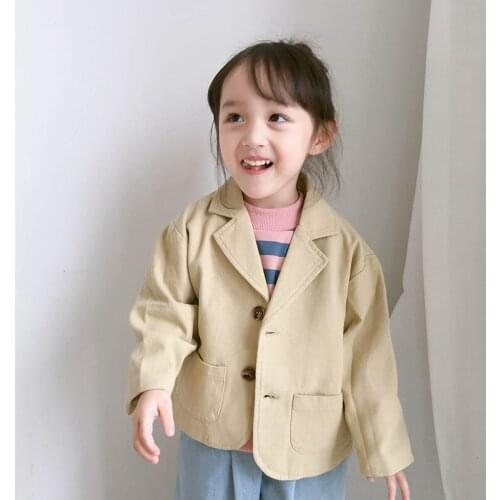 Toddler Girls Jackets 2020 New Arrival Kids Casual Solid Blazer Jackets Korean Spring Autumn Coats For Girl 2-7 Y Baby Outwear